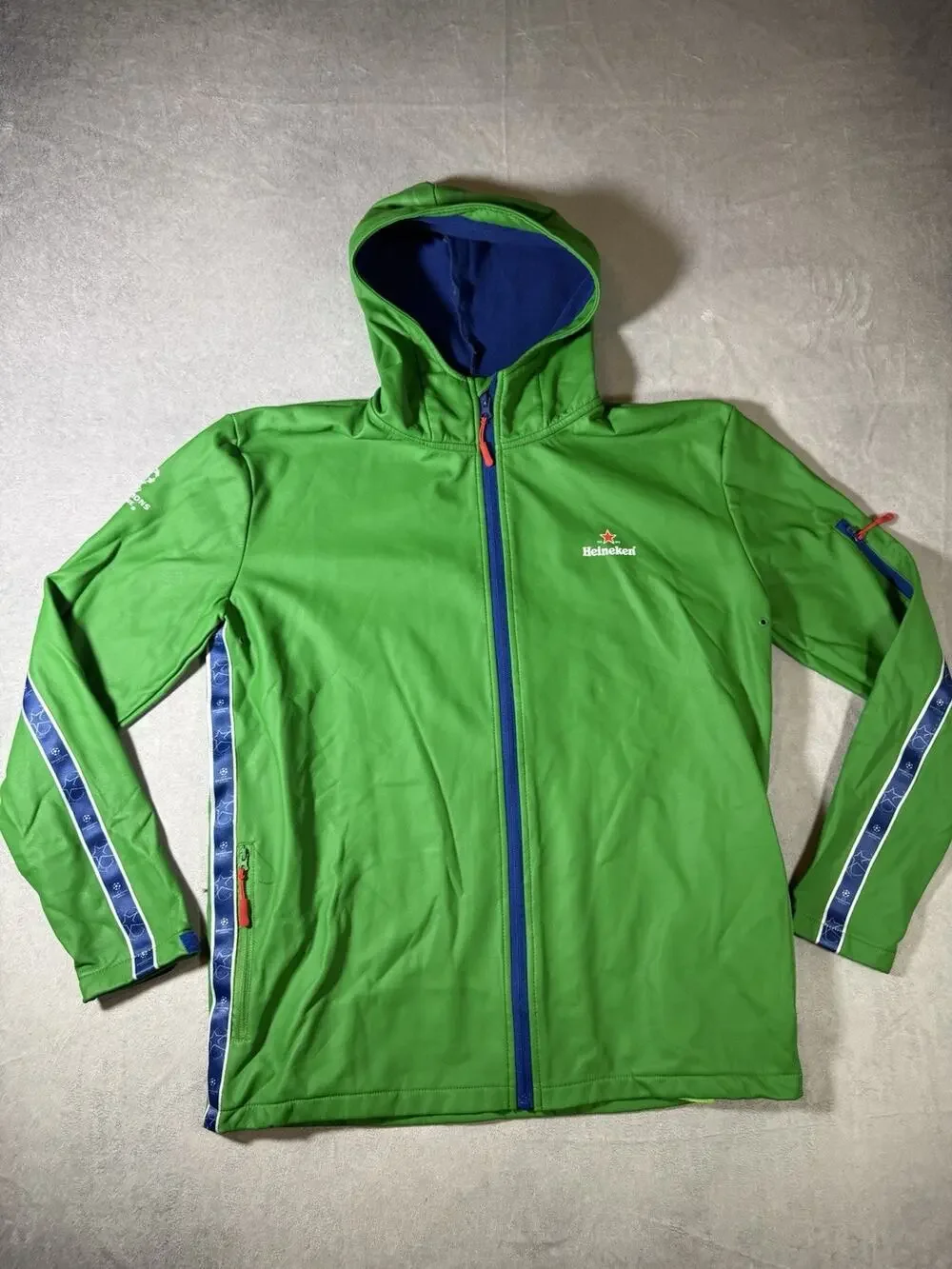 Heineken x UEFA Champions League Green Full Zip Jacket hooded Men's Large soccer